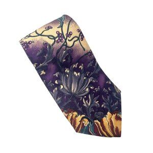 Rooster Mens Neck Tie Purple Floral Bold